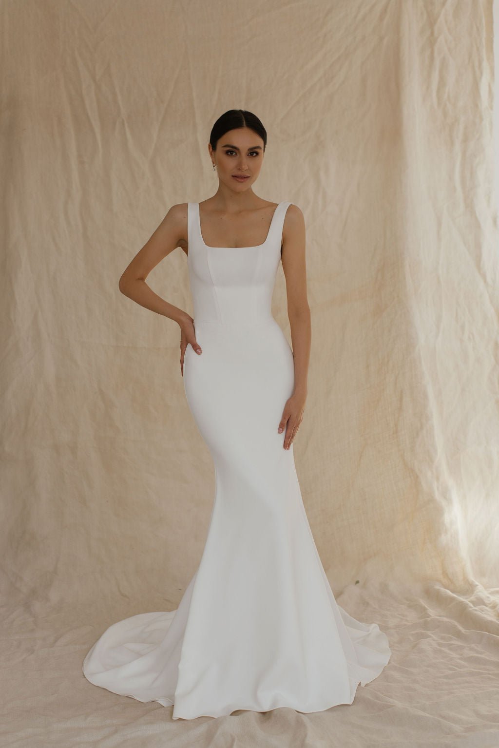 ready to ship wedding dresses Luxe Redux Bridal Ivory lace over beige satin lining. Ready to ship wedding dress
