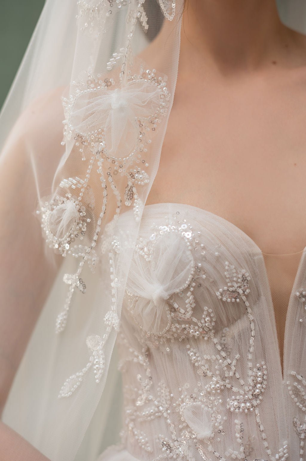 Magnolia Juliet Cap Veil wedding dress by Bethy Lade - unique bridal gown