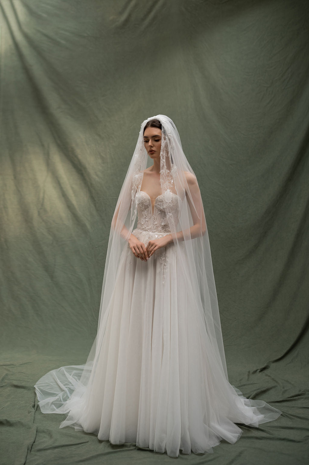 Magnolia Juliet Cap Veil wedding dress by Bethy Lade - unique bridal gown